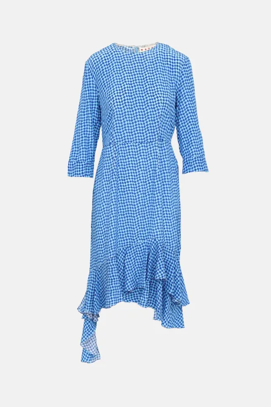 Silk Asymmetrical Check Dress made by VSP Consignment