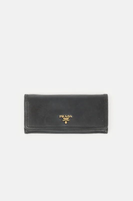 Leather Continental Flap Wallet made by Prada