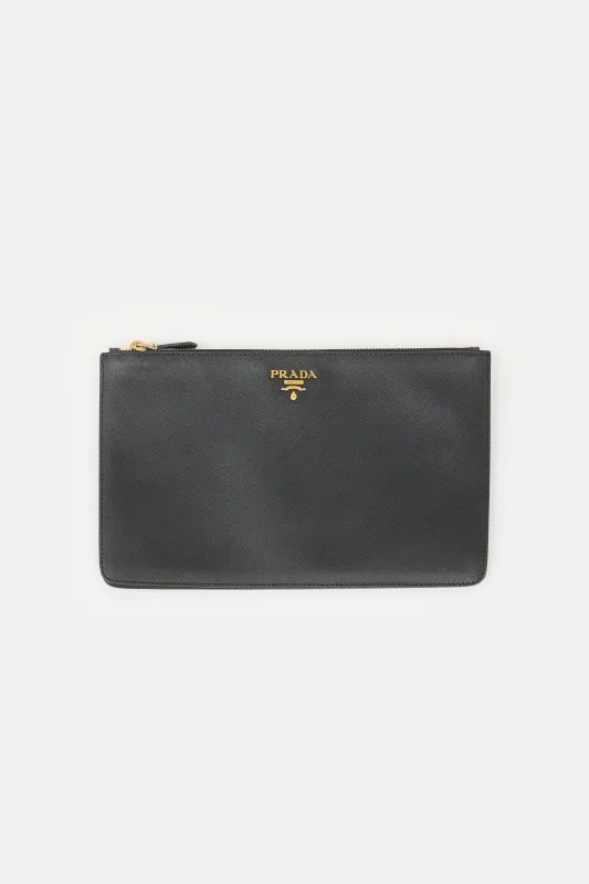 Saffiano Leather Dual Snap Pouch made by Prada