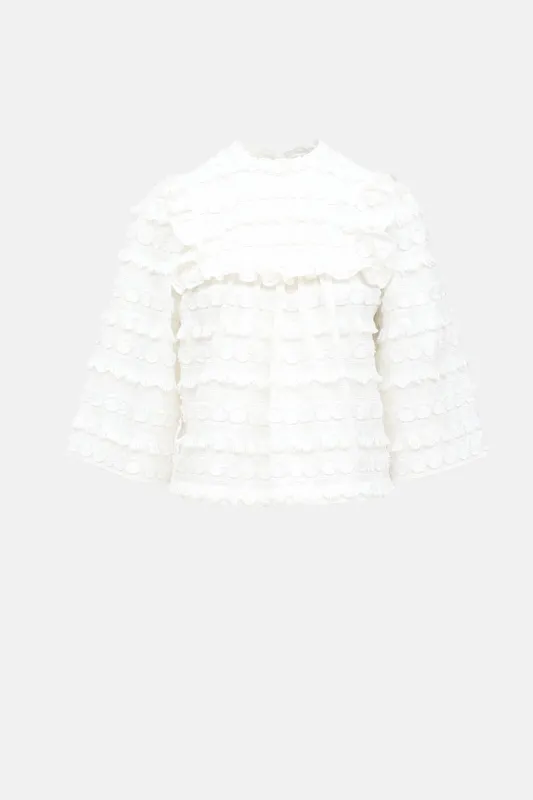 Ruffled Embroidered Top made by Smythe