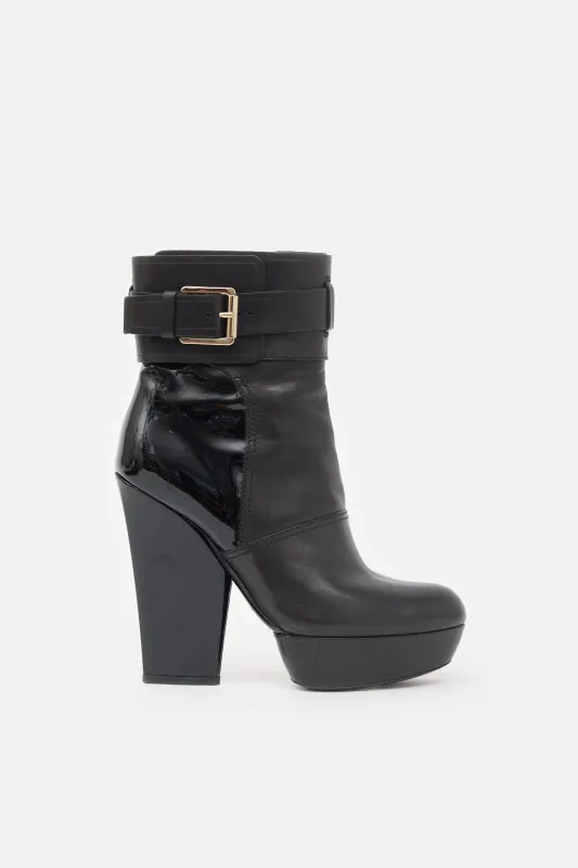 Leather Buckle Platform Boot made by Dior