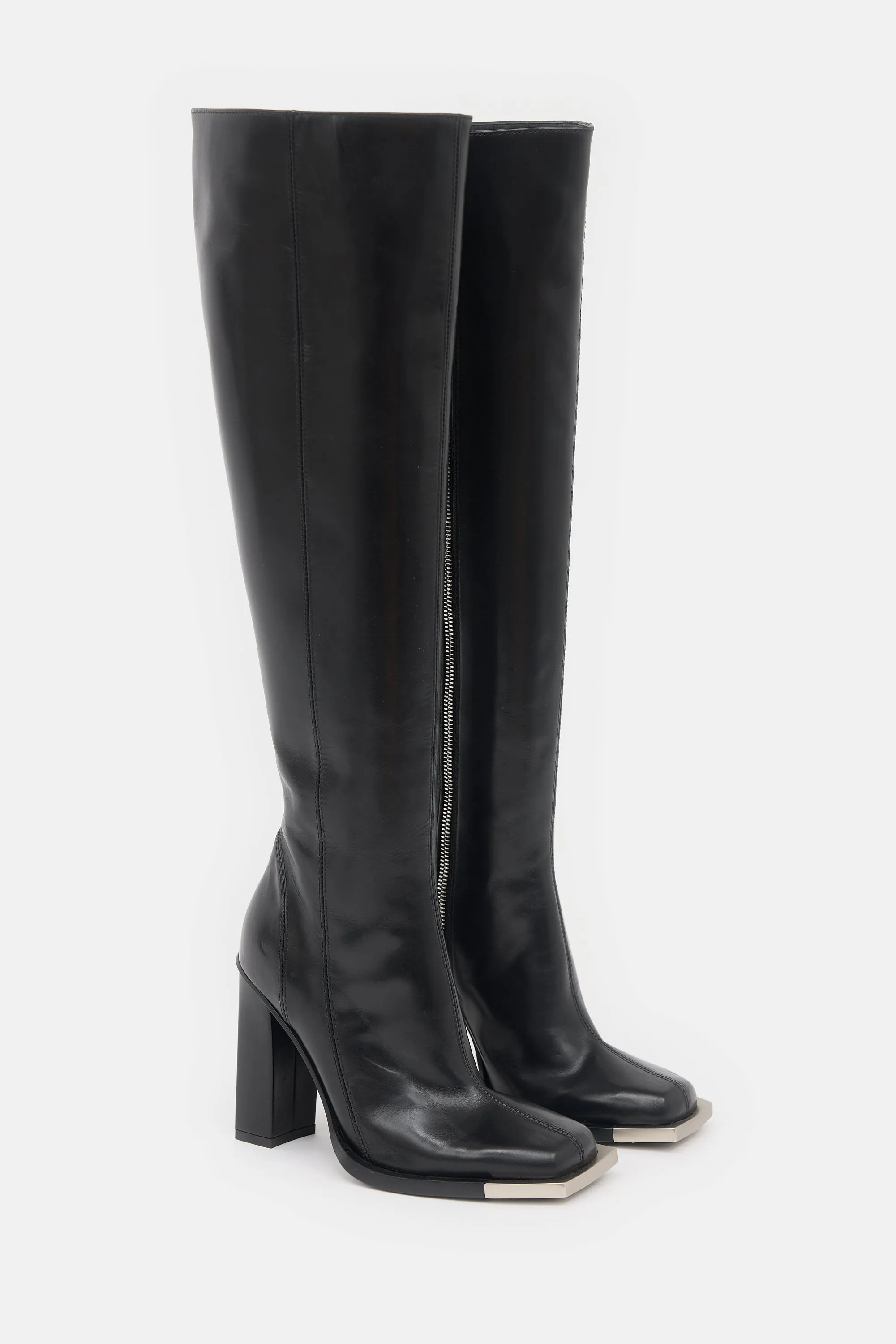 Leather Metal Tip Knee Boot sold by VSP Consignment product image thumbnail 2