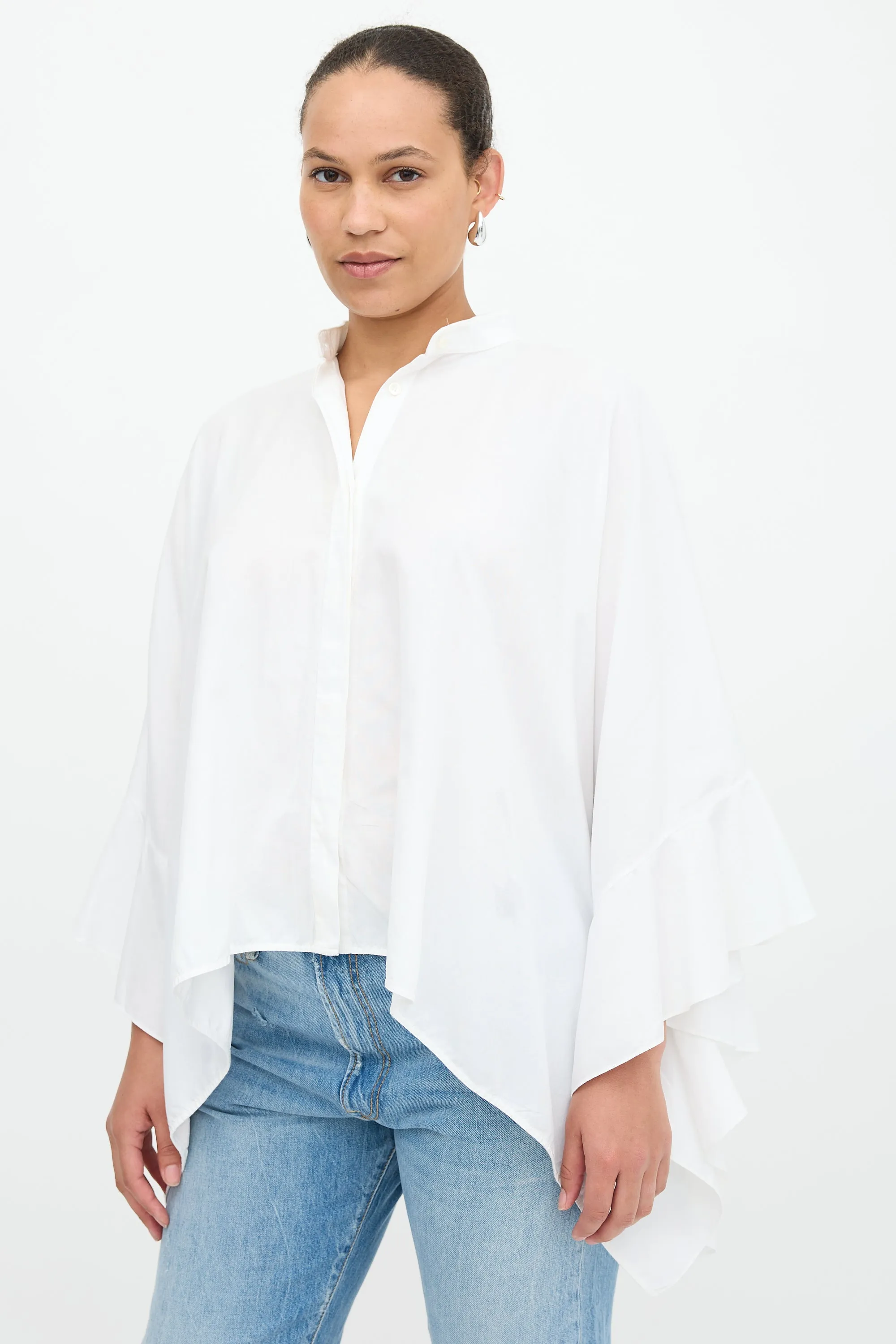 Ruffled Shawl Shirt sold by VSP Consignment product image thumbnail 3