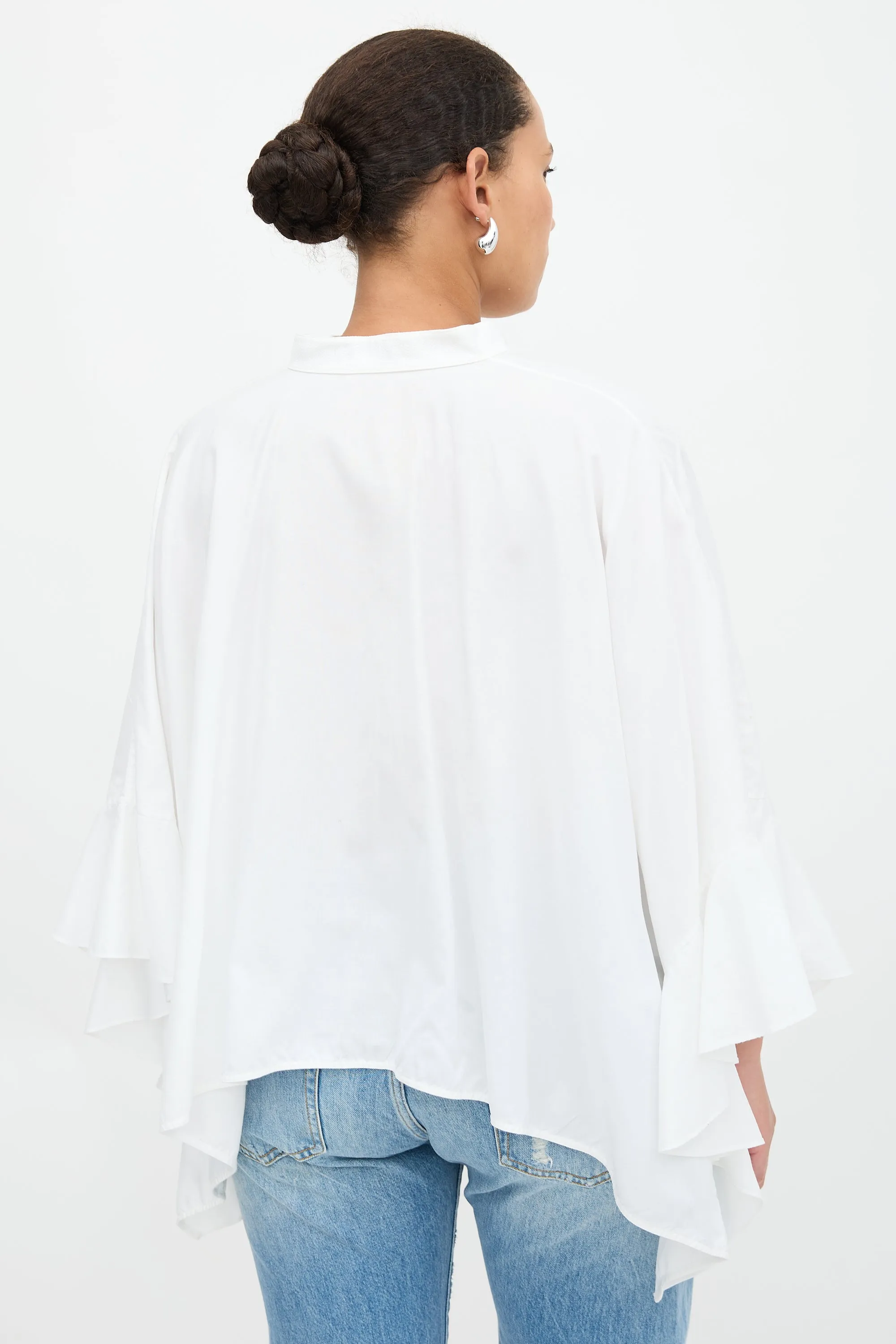 Ruffled Shawl Shirt sold by VSP Consignment product image thumbnail 4