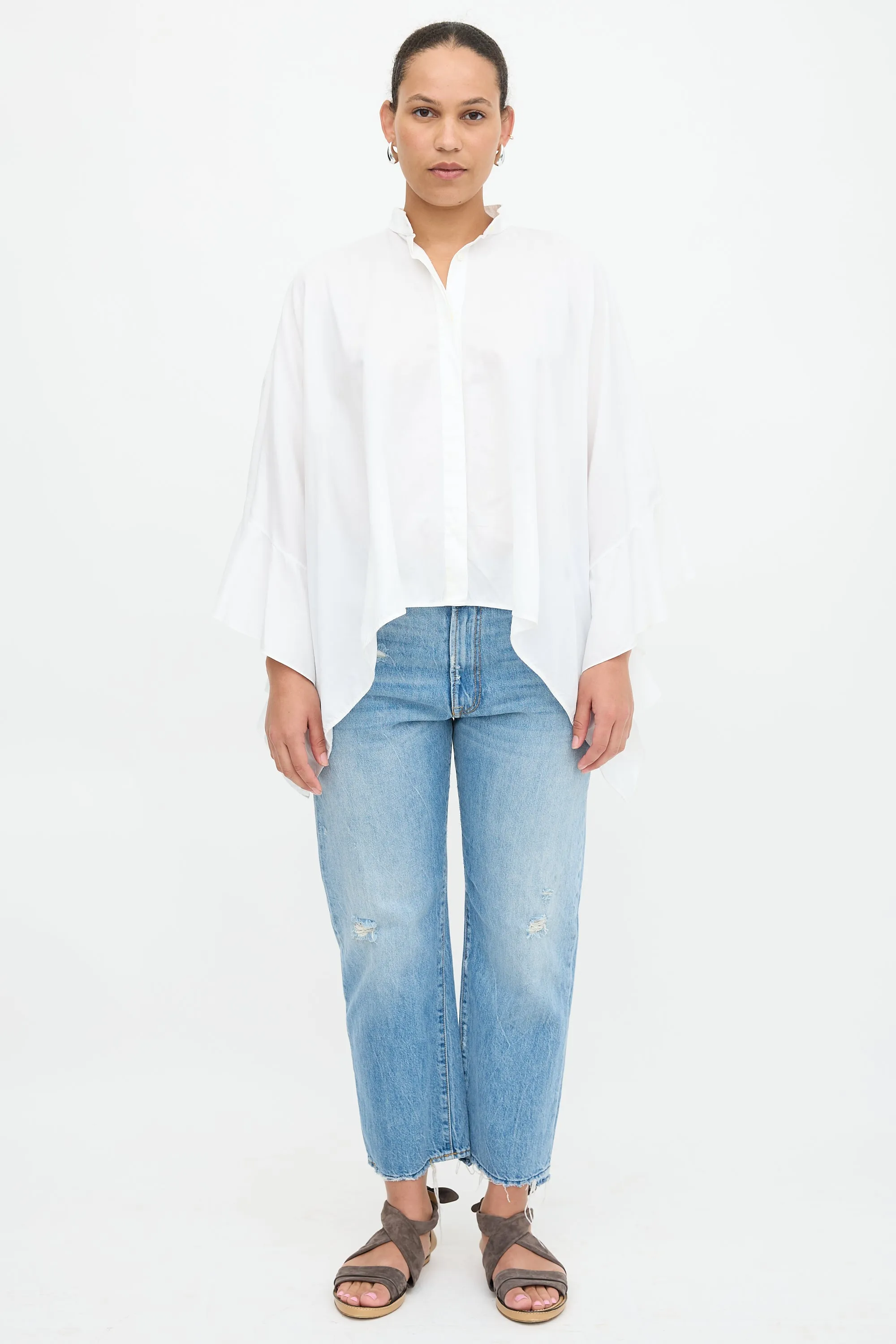 Ruffled Shawl Shirt sold by VSP Consignment product image thumbnail 2
