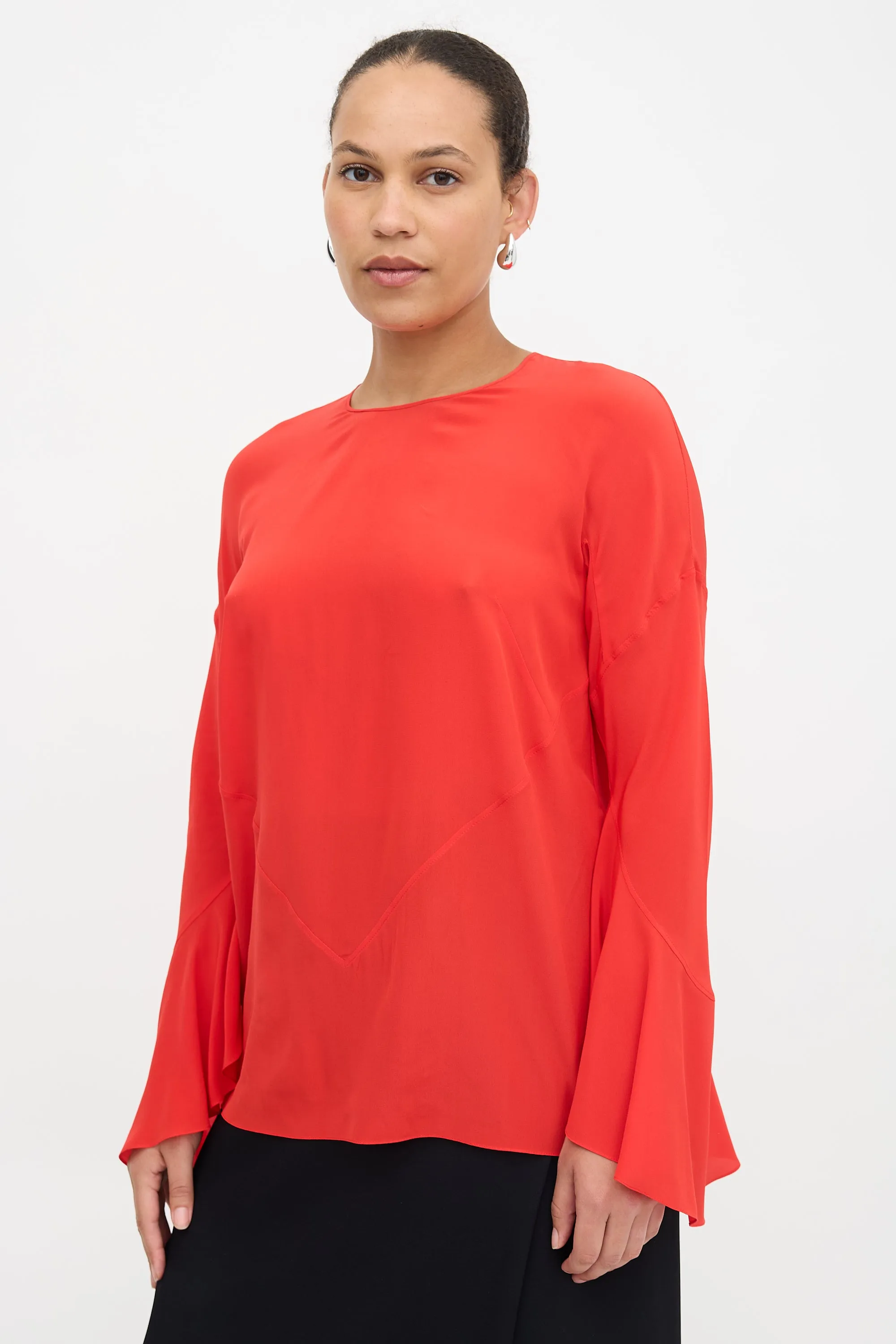 Silk Bell Sleeve Blouse sold by VSP Consignment product image thumbnail 3