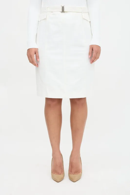 Linen Belted Midi Skirt made by Akris