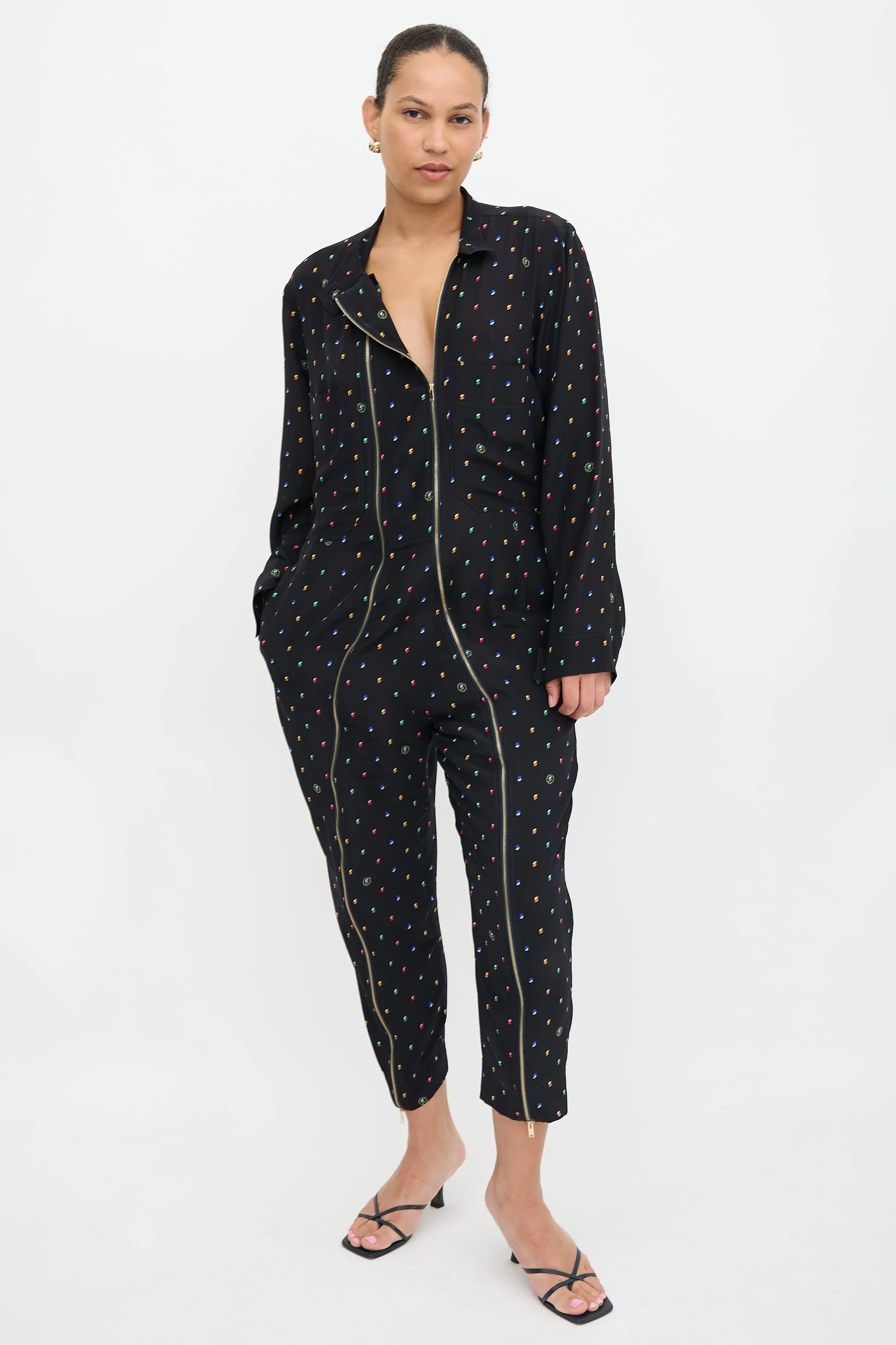 Silk Printed Zip Jumpsuit sold by VSP Consignment