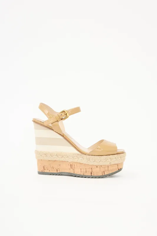 Patent Stripe Wedge Sandal made by Prada