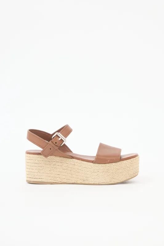 Leather Platform Espadrille Sandal made by Prada
