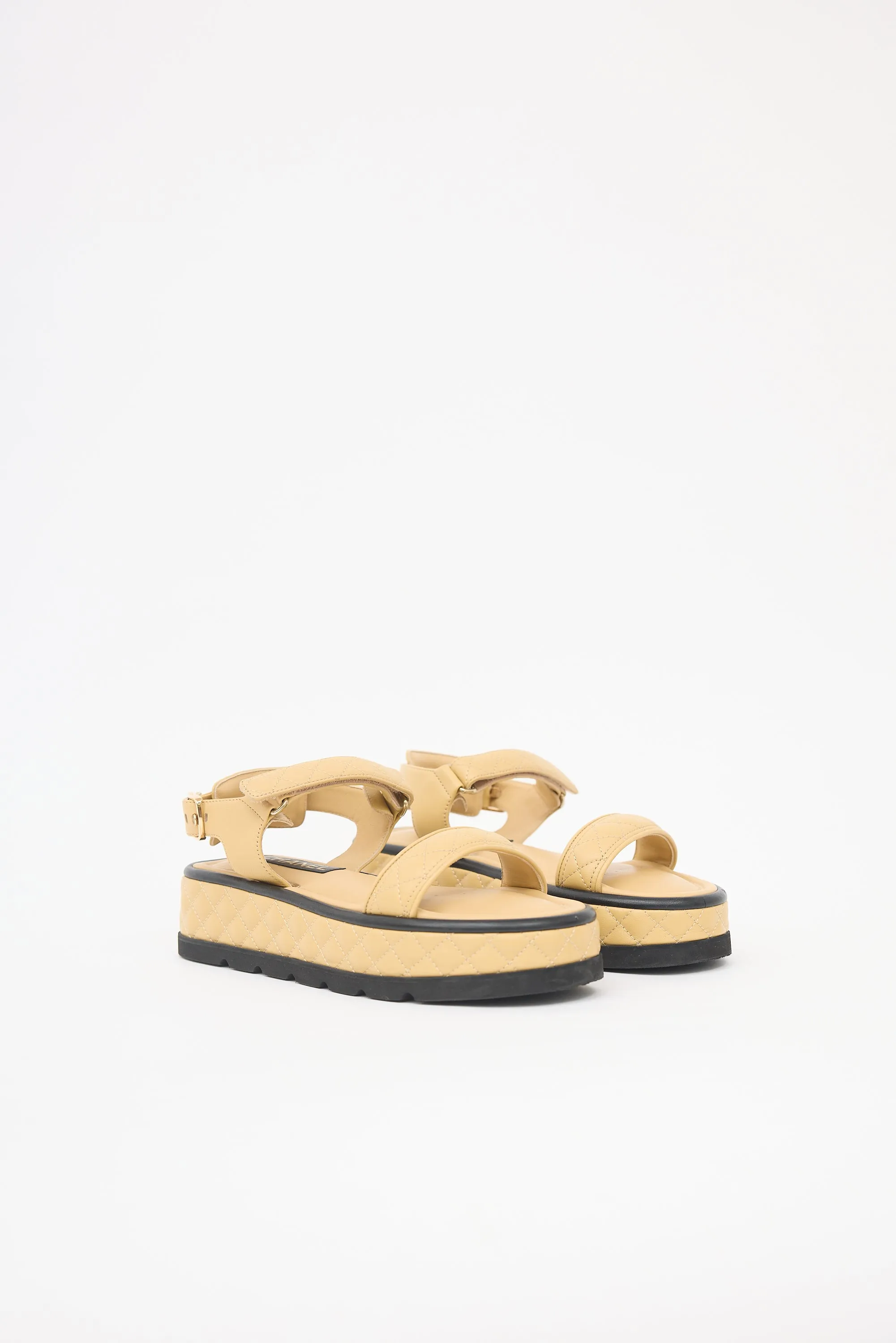 Quilted Leather CC Platform Sandal sold by VSP Consignment product image thumbnail 3