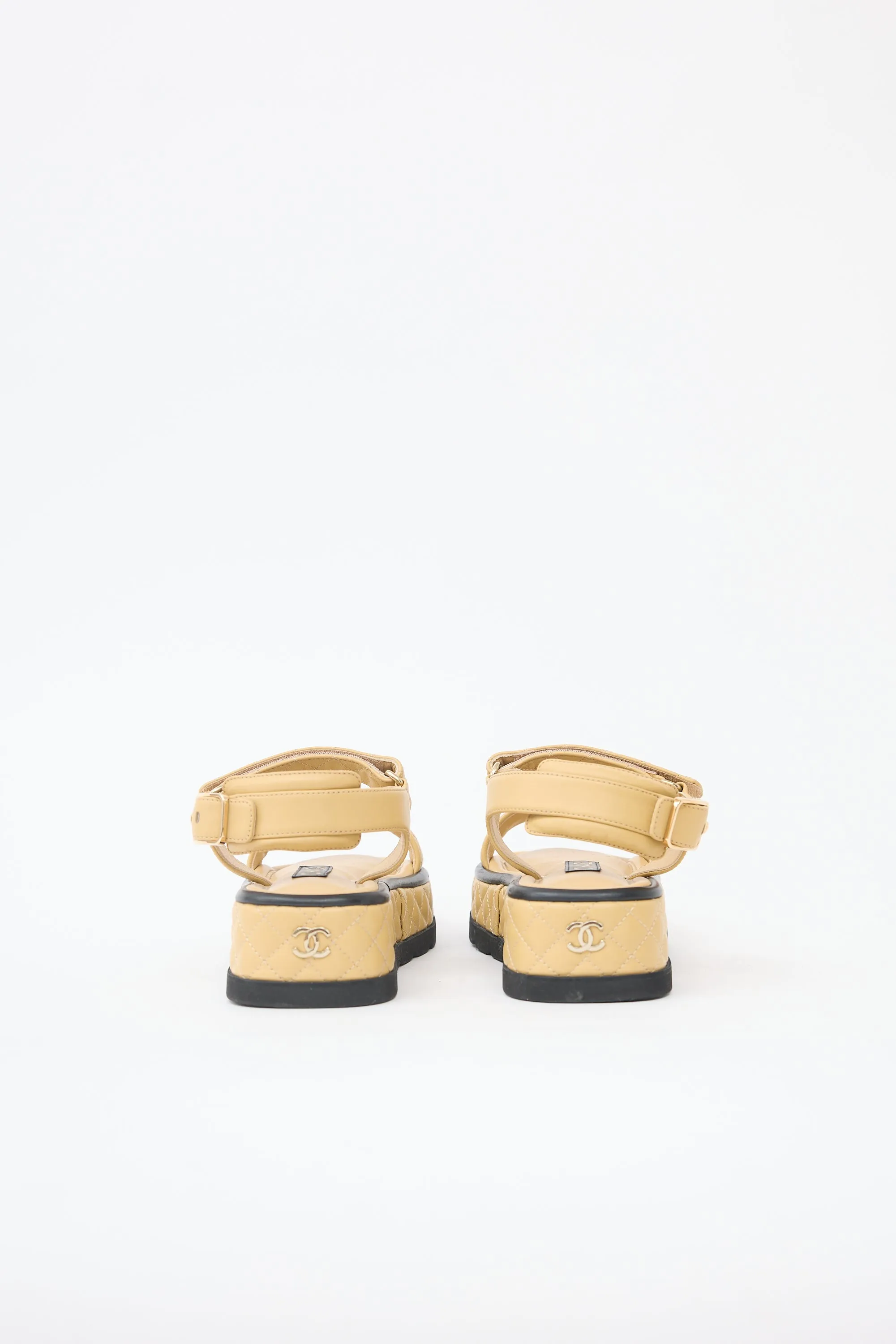 Quilted Leather CC Platform Sandal sold by VSP Consignment product image thumbnail 4