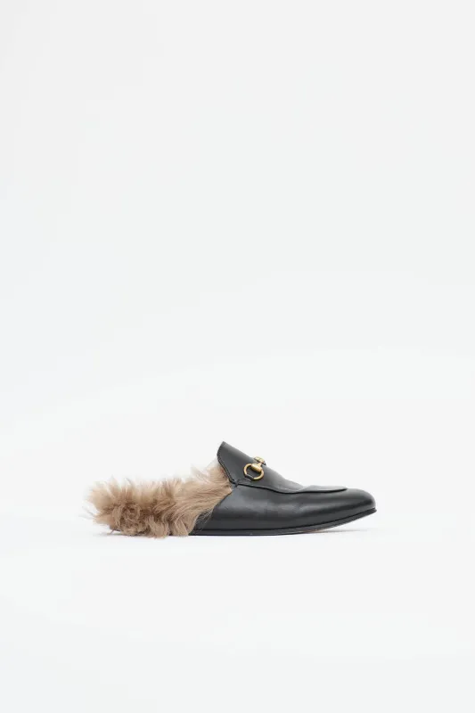 Leather & Fur Princetown Mule made by Gucci