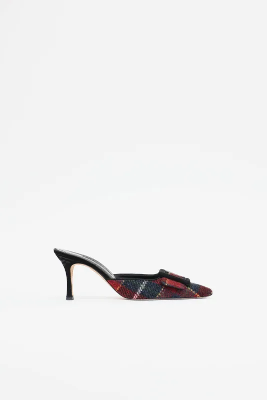 Plaid Maysale Mule made by Manolo Blahnik