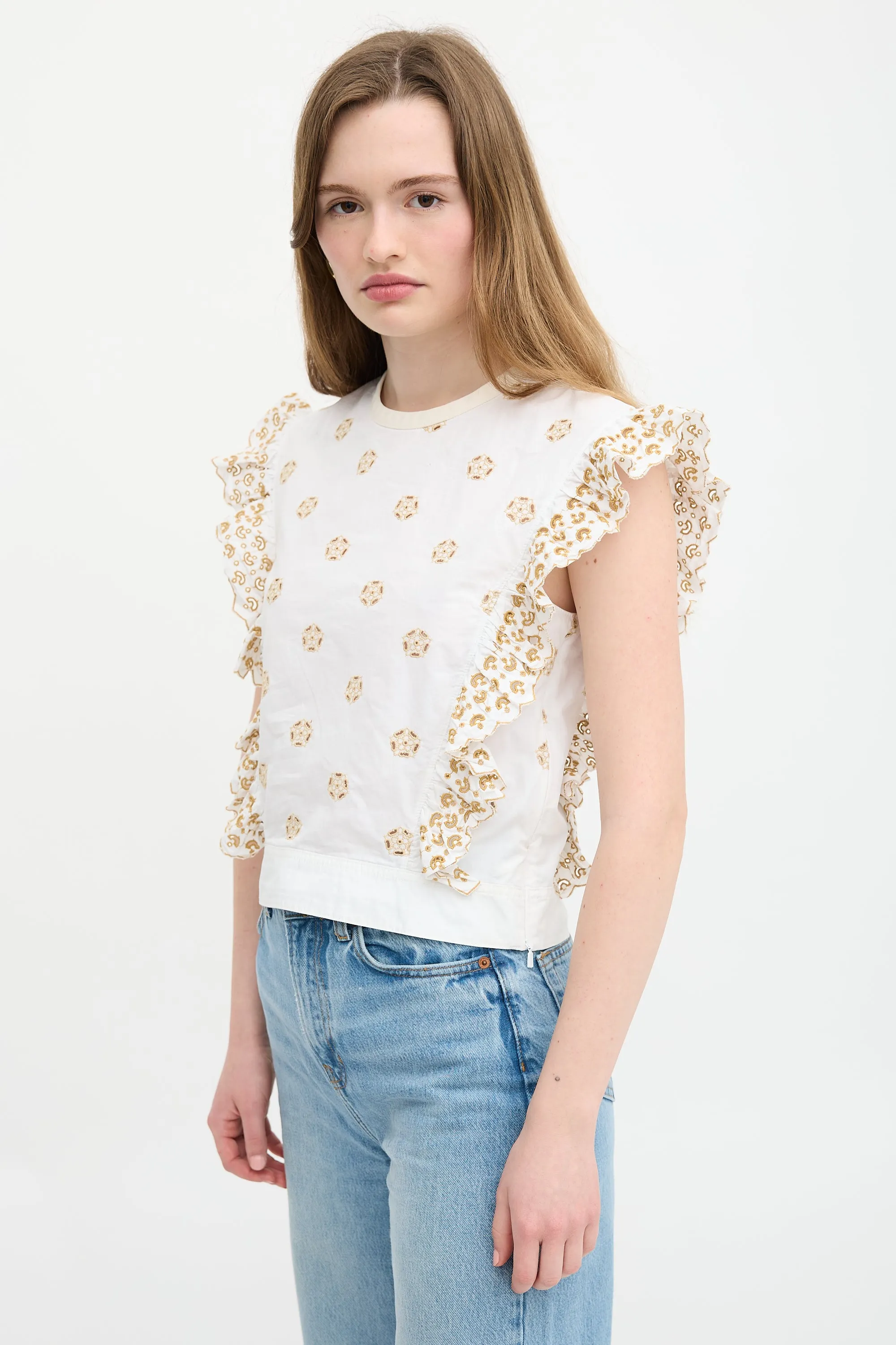 Embroidered Ruffle Blouse sold by VSP Consignment product image thumbnail 3