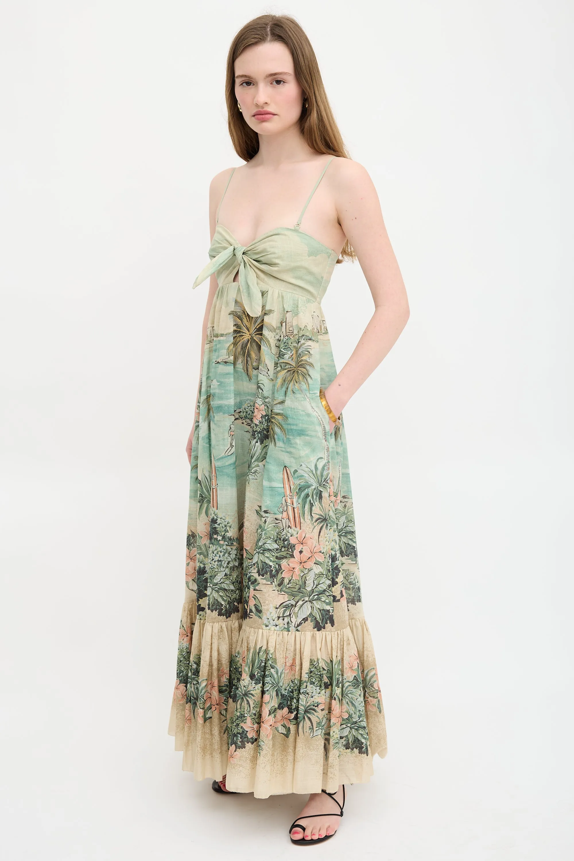 Linen Printed Tier Dress sold by VSP Consignment product image thumbnail 3