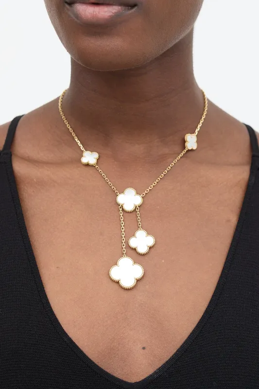 18K Gold & Pearl Magic Alhambra 6 Motif Necklace made by Van Cleef & Arpels