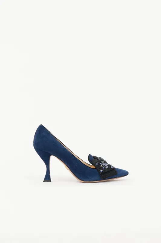 Suede Embellished Pump made by Prada
