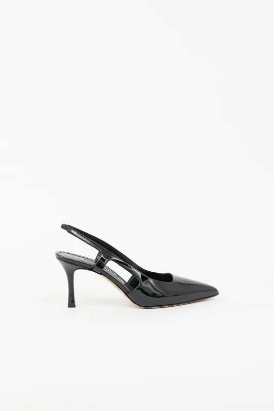 Patent Cut Out Bretto Pump made by Manolo Blahnik