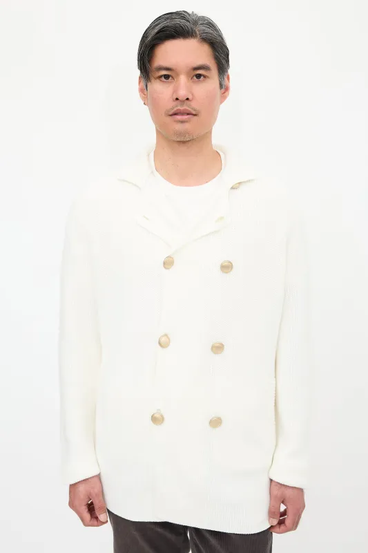 Rib Knit Double Breasted Cardigan made by Brunello Cucinelli
