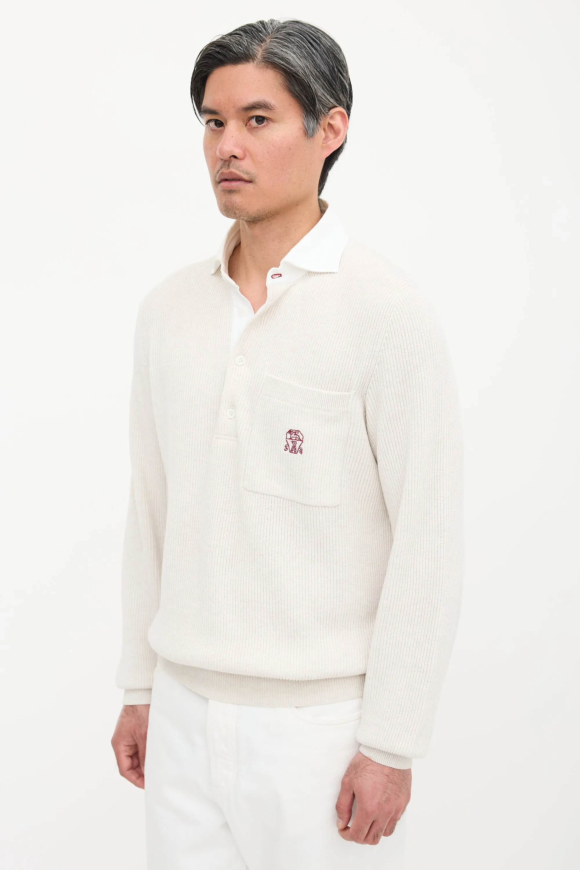 Rib Knit Collared Logo Sweater sold by VSP Consignment product image thumbnail 4