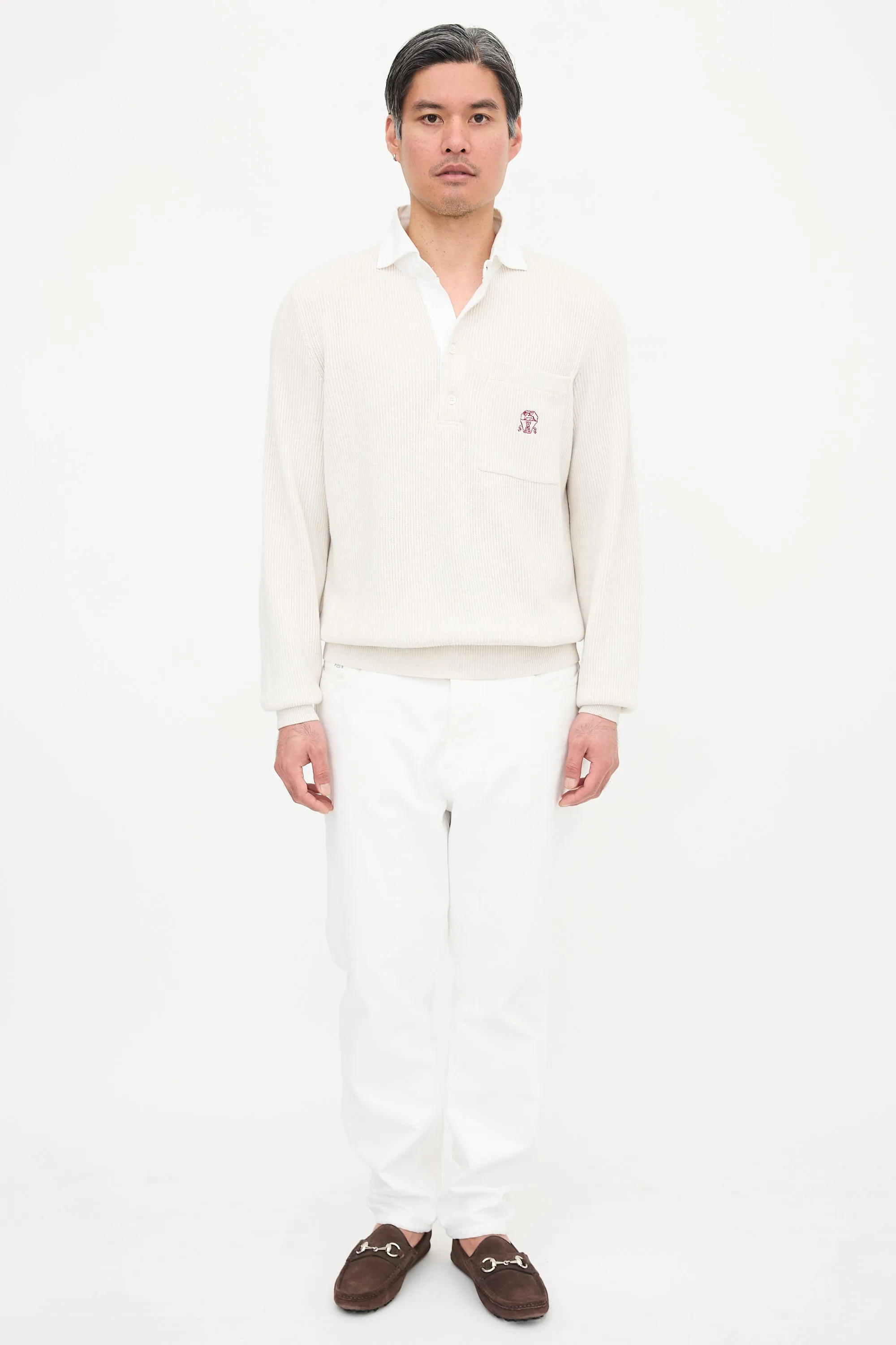 Rib Knit Collared Logo Sweater sold by VSP Consignment product image thumbnail 3