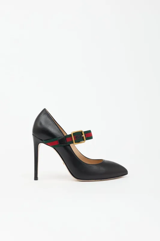 Leather Sylvie Mary Jane Pump made by Gucci