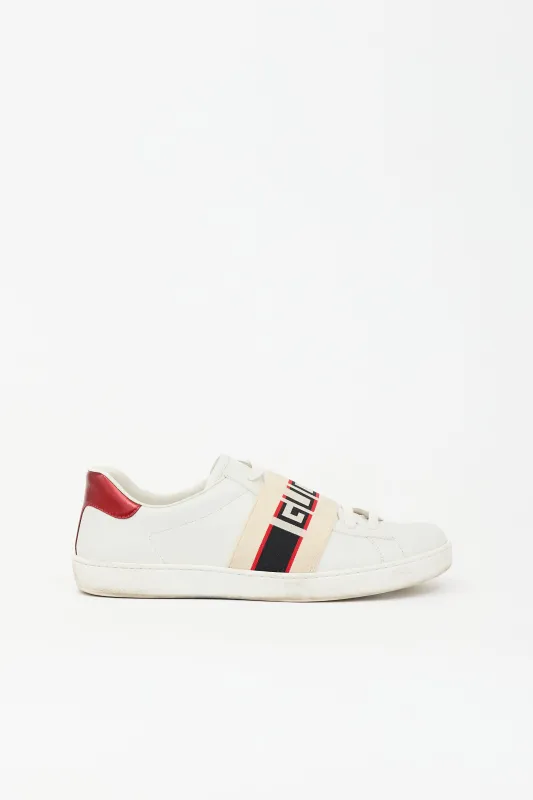 Leather Ace Logo Stripe Sneaker made by Gucci