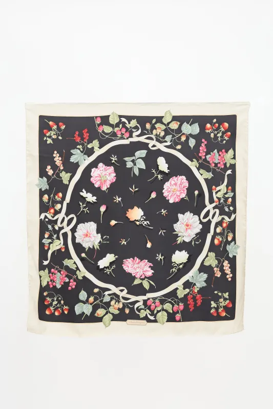 Silk Botanical Printed Scarf made by Salvatore Ferragamo