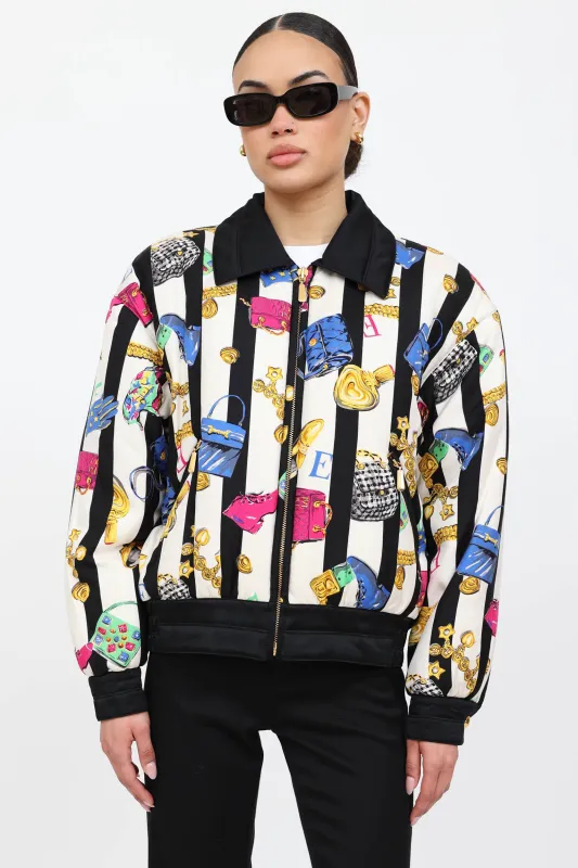 90's Silk Printed Bomber Jacket made by Escada
