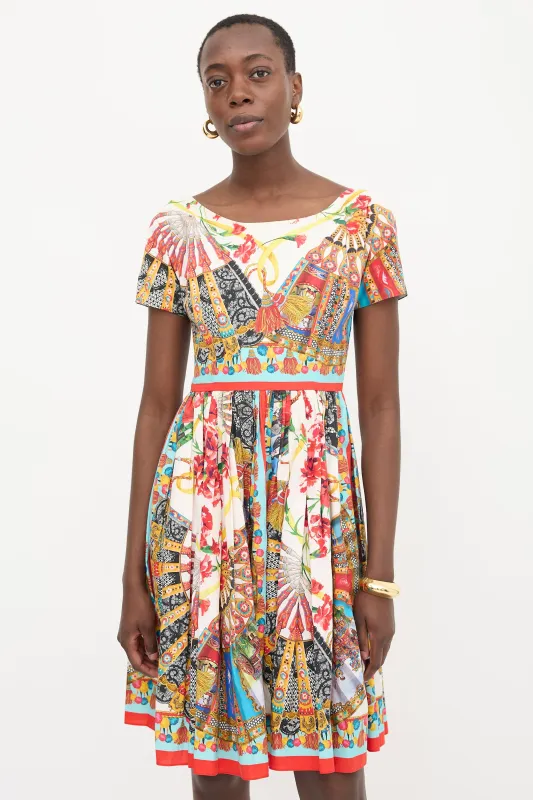 Fan Print A-Line Dress made by Dolce & Gabanna