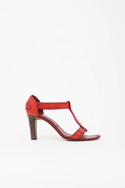 Leather T-Strap Sandal made by Yves Saint Laurent