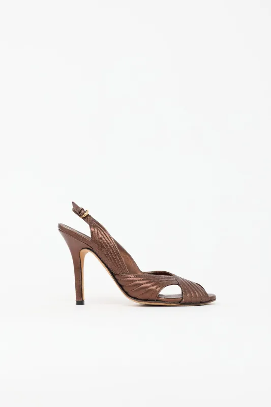 Metallic Leather Slingback Heel made by Gucci