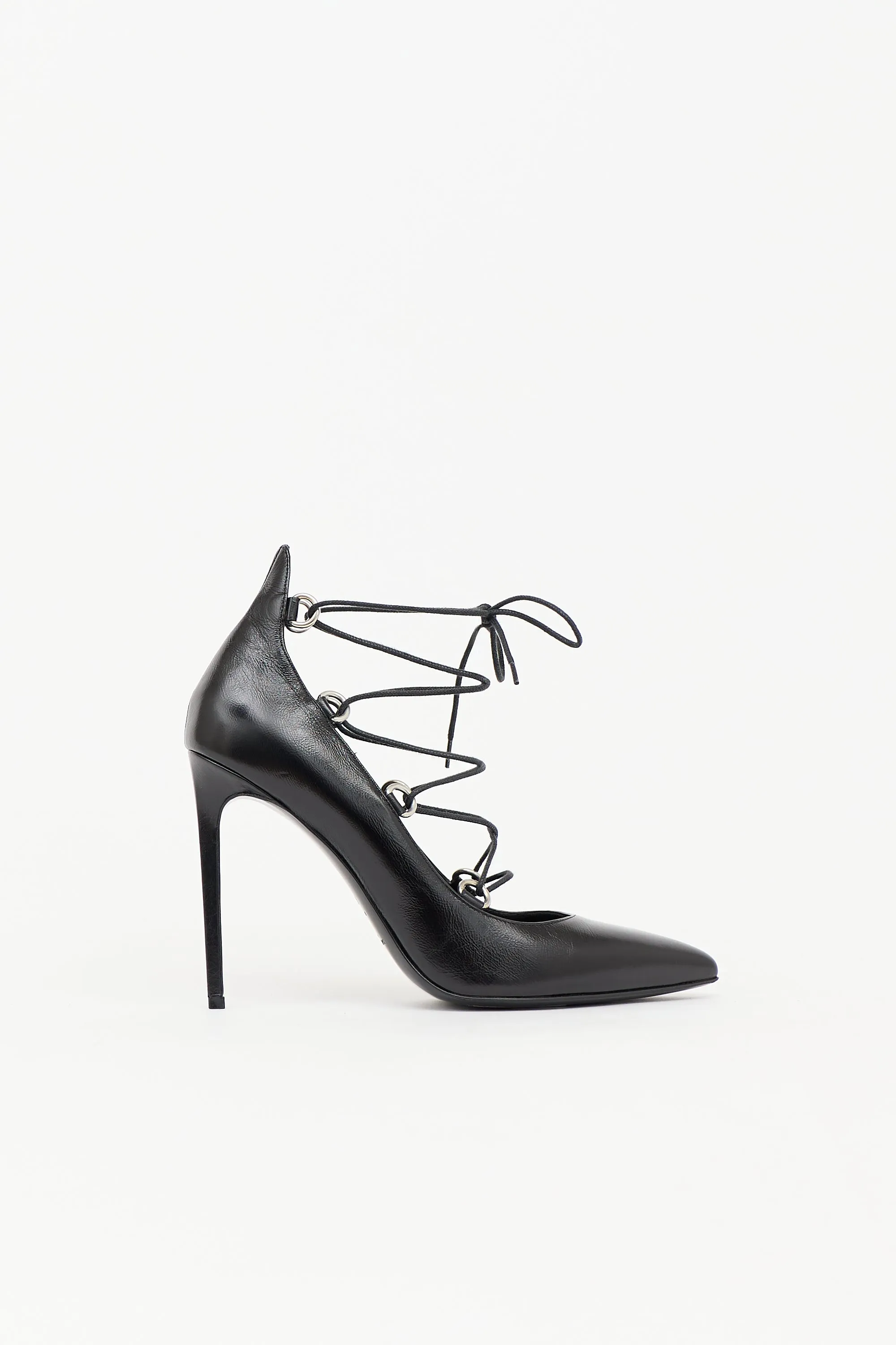 Leather Thorn Lace Up Pump sold by VSP Consignment