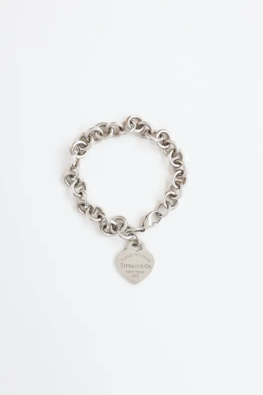 Sterling Silver Enamel Heart Tag Bracelet made by Tiffany & Co.