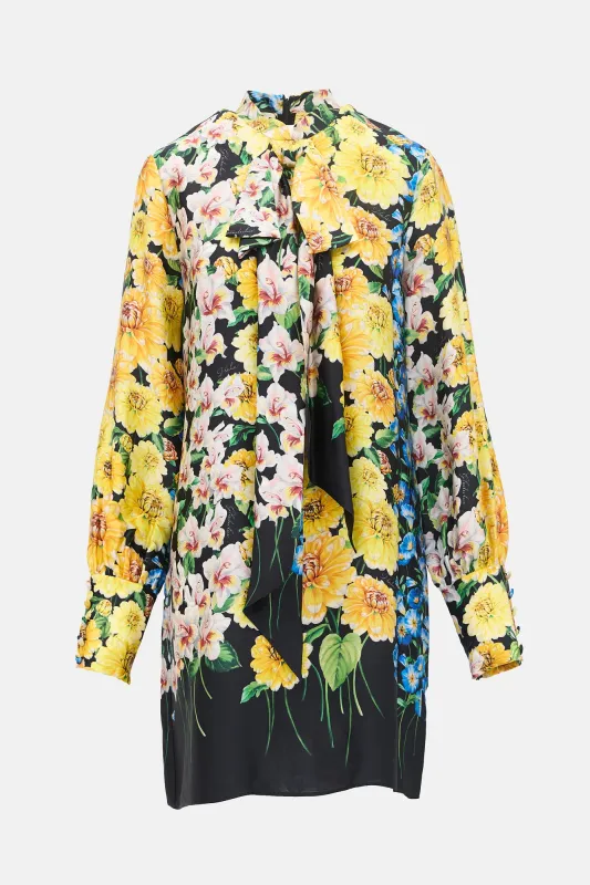 FW 2017 Silk Satin Floral Dress made by Gucci
