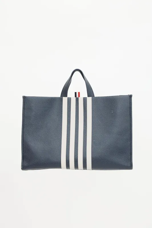 Leather Four Bar Squared Tote made by Thom Browne