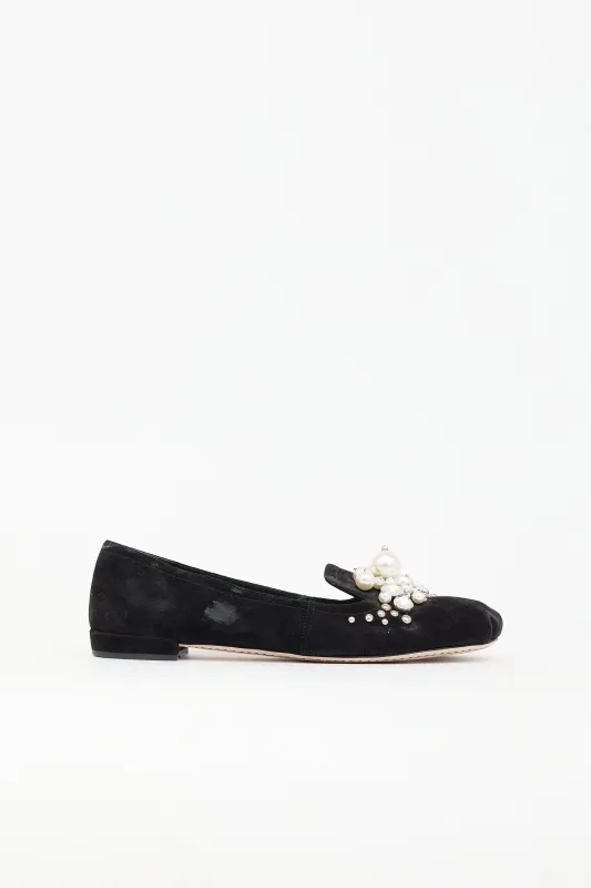 Suede Embellished Flat made by Miu Miu