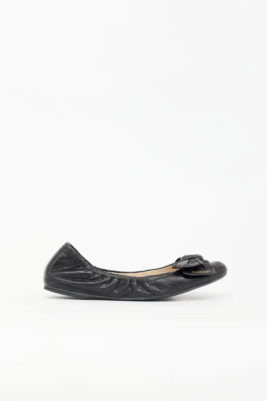 Leather Bow Ballet Flat made by Prada