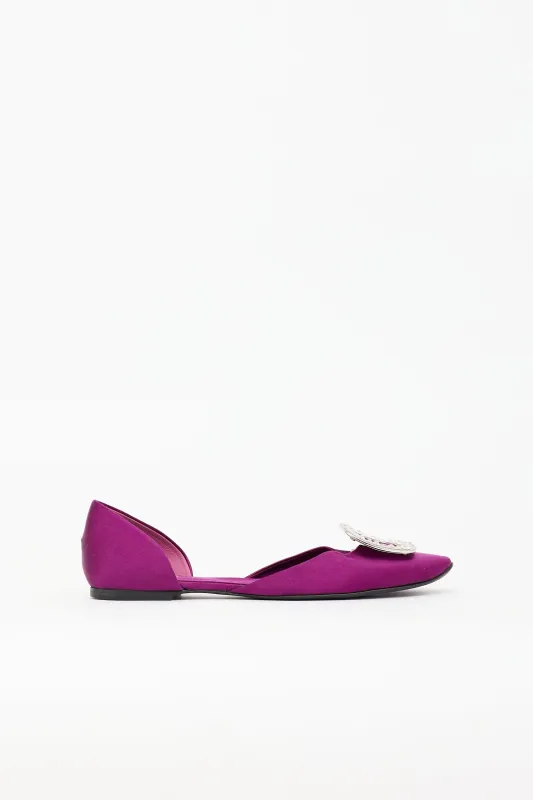 Satin Buckle D'Orsay Flat made by Roger Vivier