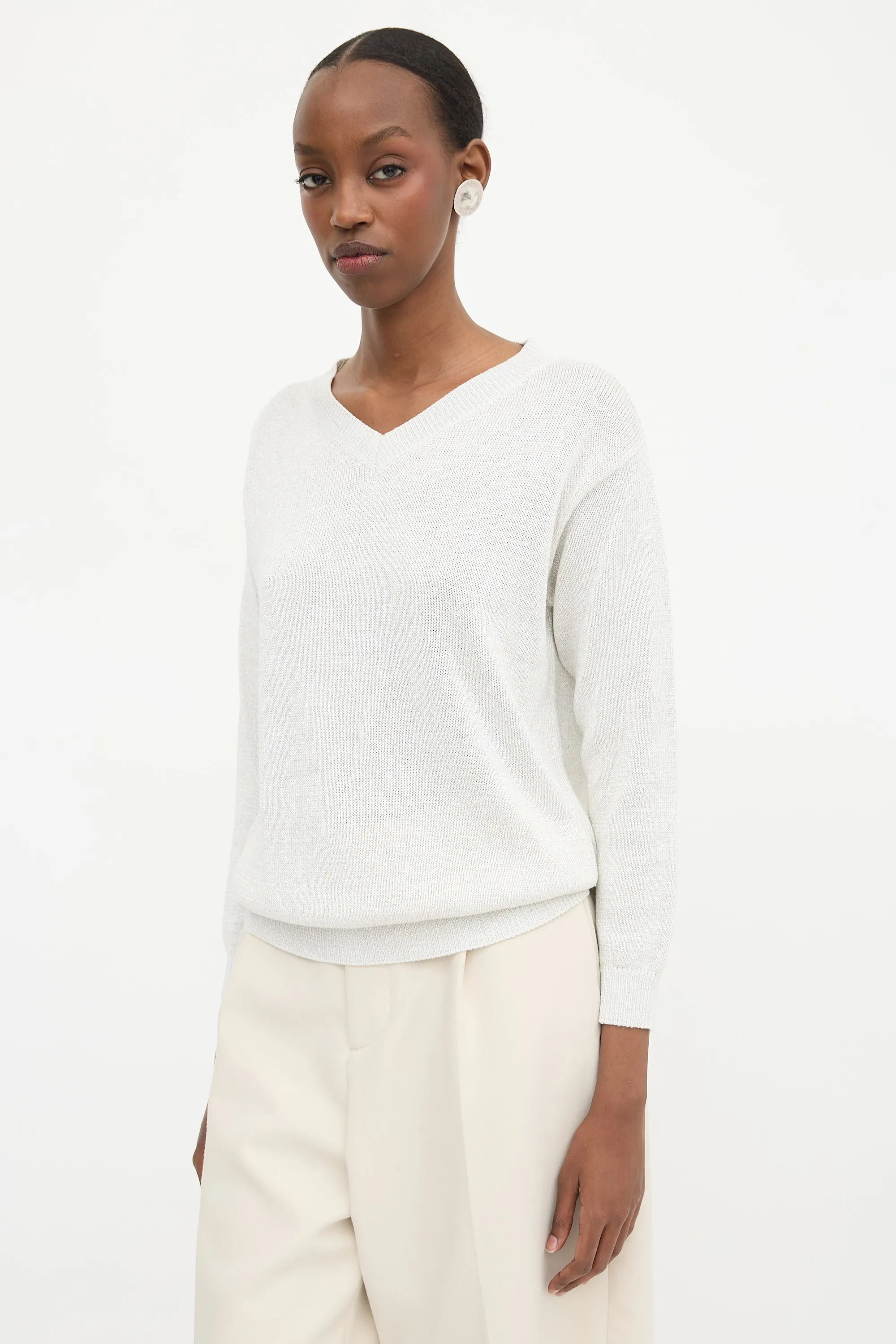 Metallic V-Neck Sweater sold by VSP Consignment product image thumbnail 3