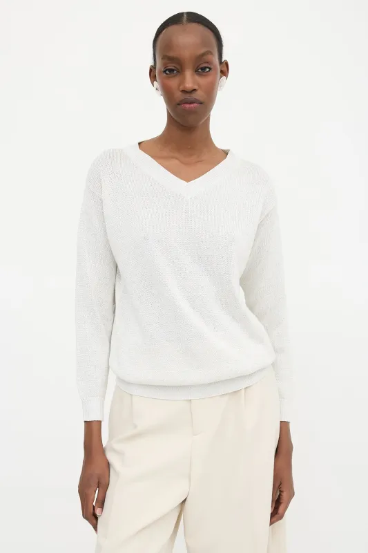 Metallic V-Neck Sweater made by Brunello Cucinelli