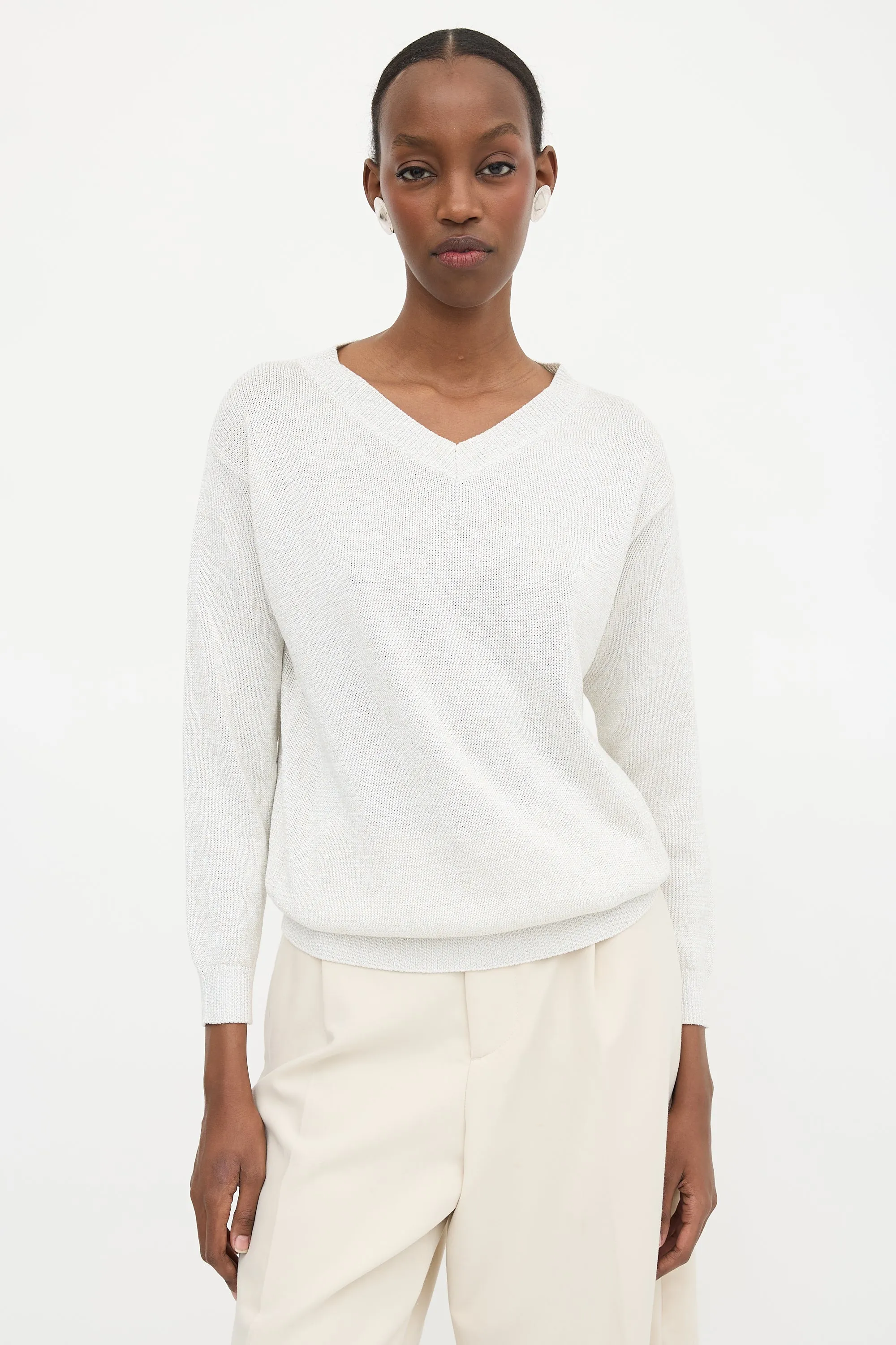 Metallic V-Neck Sweater sold by VSP Consignment