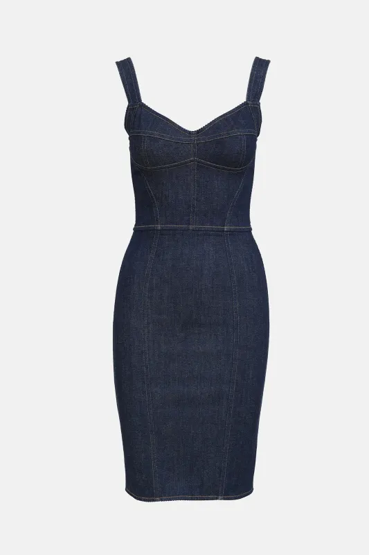 Denim Paneled Midi Dress made by Dolce & Gabanna