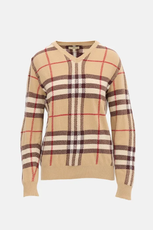 Wool Check V-Neck Sweater made by Burberry