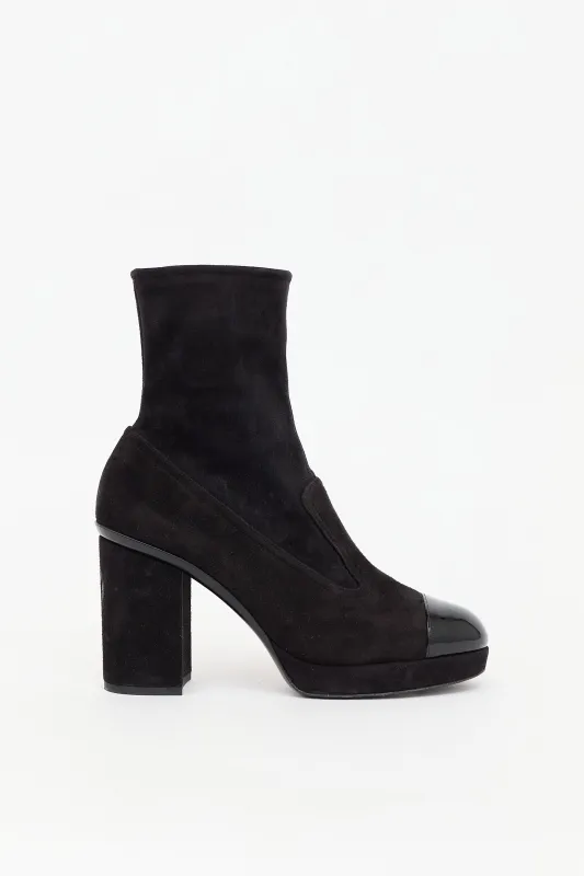Suede Logo Ankle Boot made by Chanel