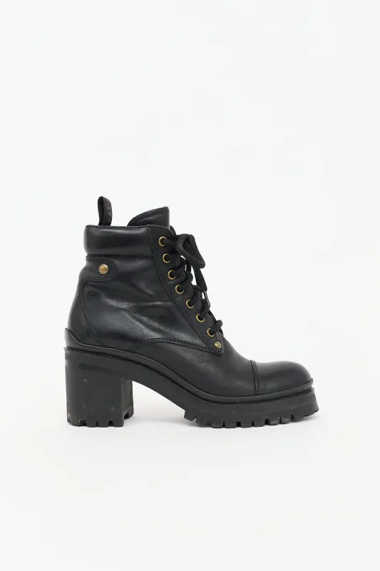 Leather Combat Boot made by Miu Miu