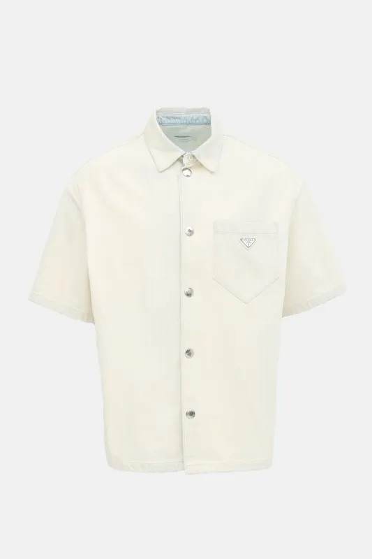 Bleached Denim Logo Shirt made by Prada