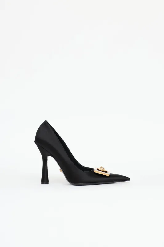 Satin Strass Medusa Plaque Pump made by Versace