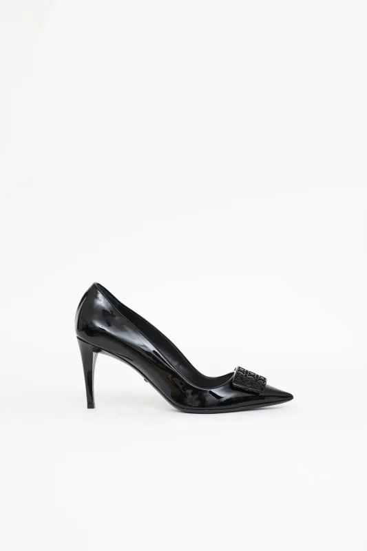 Patent Cannage Plaque Pump made by Dior